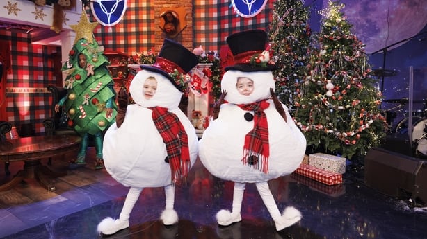 Tara Dowling (5) from Carlow and Cuinn O Dowd (5) from Cavan on set of this year's Late Late Toy Show where the theme has been revealed as Home Alone. Picture Andres Poveda