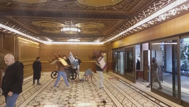 Syrians enter presidential palace in Damascus with people seen leaving with furniture