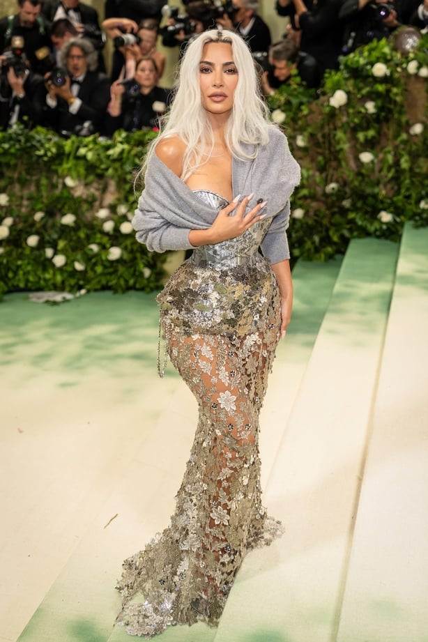Kim Kardashian in metallic Margiela dress