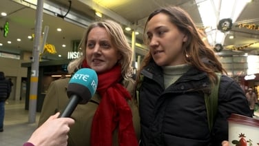 Rail users at Connolly Station in Dublin review services
