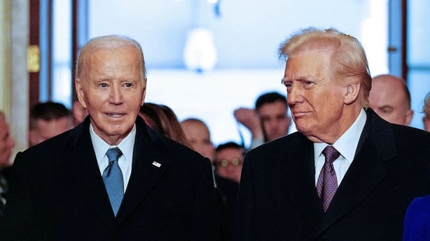 Joe Biden pictured with Donald Trump ahead of the ceremony