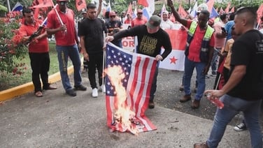 US flag burned in protest against Trump's threat to take Panama Canal