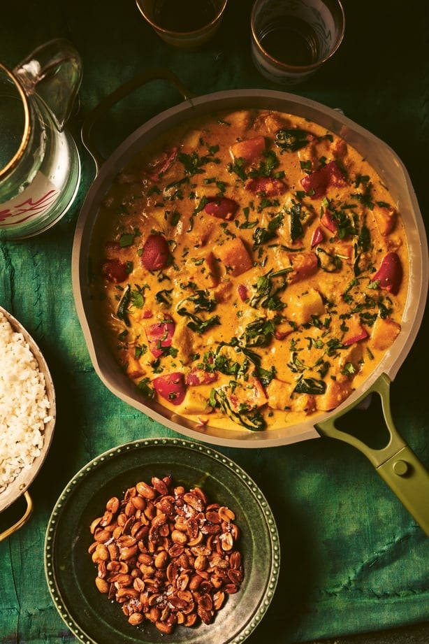 Nadiya Hussain's vegetable peanut curry with sticky rice
