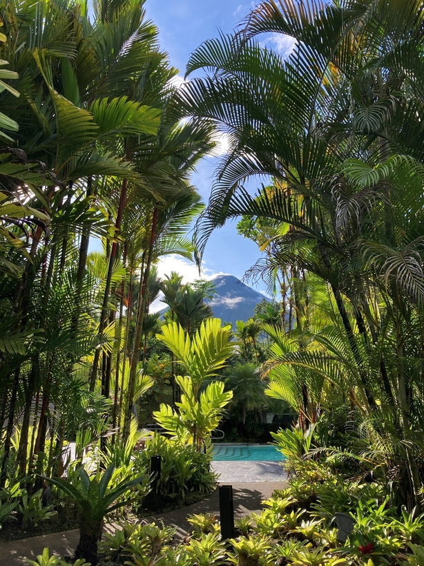 Arenal volcano view from the Tabacón Grand Spa Thermal Resort (Hannah Stephenson/PA)