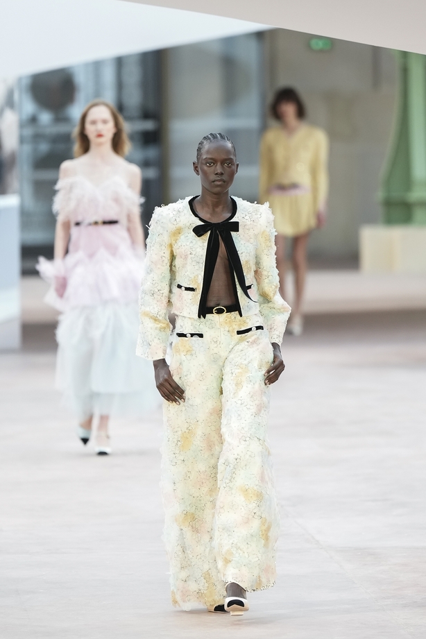 A model wears a creation as part of the Chanel Haute Couture Spring Summer 2025 collection, that was presented in Paris, Tuesday, Jan. 28, 2025.