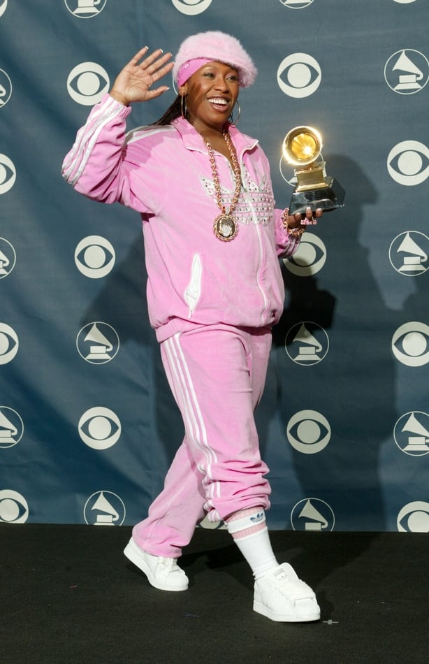 Missy Elliot, poses backstage during the 45th Annual Grammy Awards