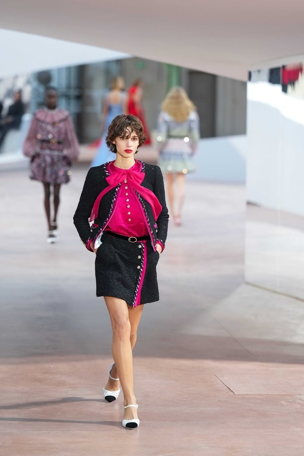 A model wears a creation as part of the Chanel Haute Couture Spring Summer 2025 collection, that was presented in Paris, Tuesday, Jan. 28, 2025