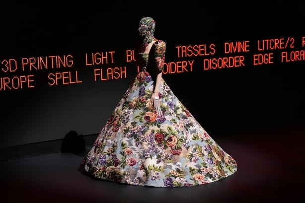 A model wears a creation as part of the Valentino Haute Couture Spring Summer 2025 collection, that was presented in Paris, Wednesday, Jan. 29, 2025.