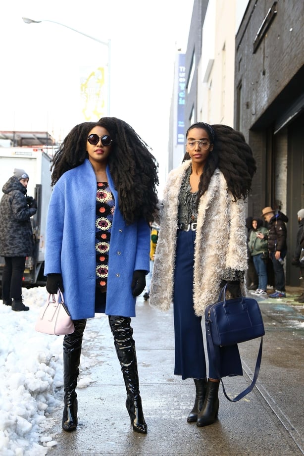 The Quann sisters seen outside Milly show NY fashion week
