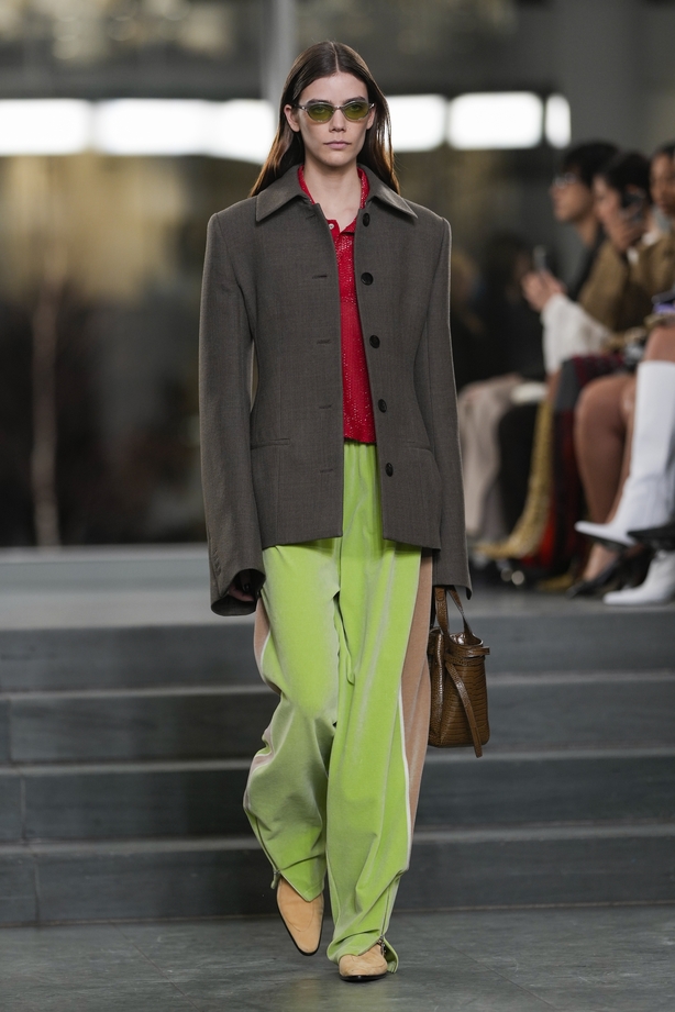 A model walks the runway during the Tory Burch Fall/Winter 2025 fashion show as part of New York Fashion Week on Monday, Feb. 10, 2025, at the Museum of Modern Art in New York.