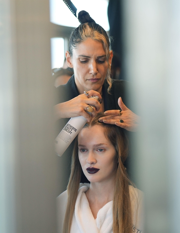 Models backstage at the Roksanda show at The Space House, Holborn, central London, during London Fashion Week. Picture date: Sunday September 15, 2024.