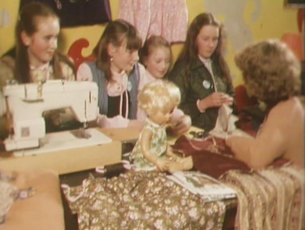 Girls Sewing at Broadstone Club and Play Centre (1980)