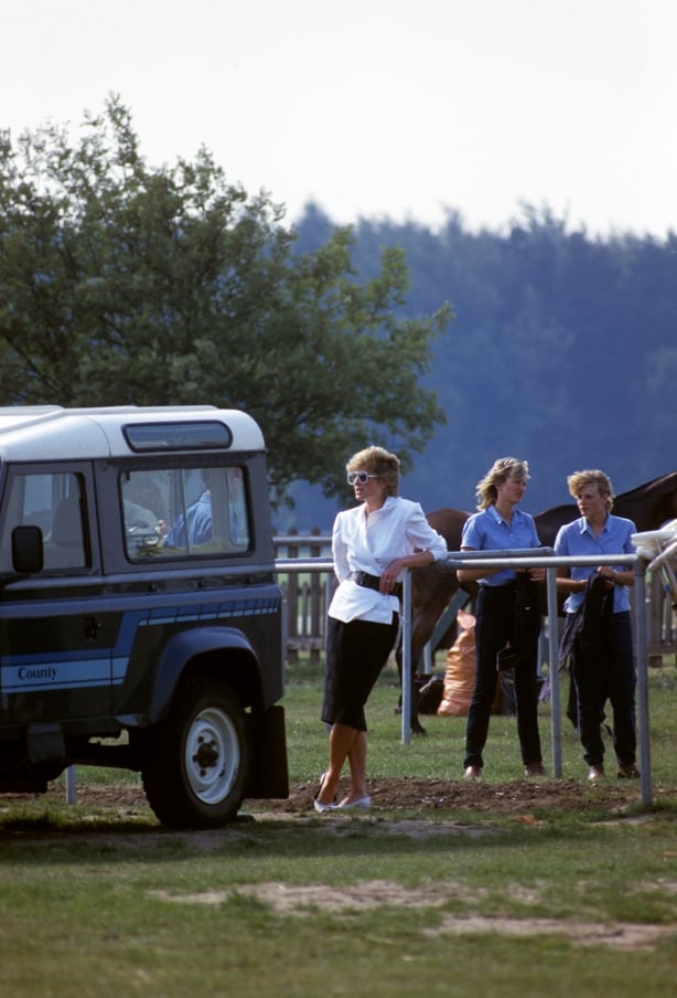 Diana, Princess of Wales, watching Prince Charles playing polo in 1986 (Ron Bell/PA)