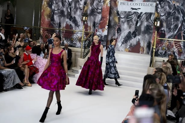 Bold Eighties prints dominated the runway (Jordan Pettitt/PA)