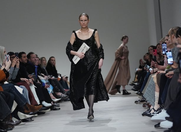 Models on the catwalk during the Emilia Wickstead show at Saatchi Gallery, London, during London Fashion Week. Picture date: Saturday February 22, 2025.