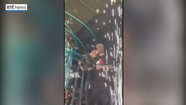 Footage shows ceiling catching fire in North Macedonia nightclub