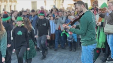 Watch the vibrant celebrations in Prague to mark St Patrick's Day