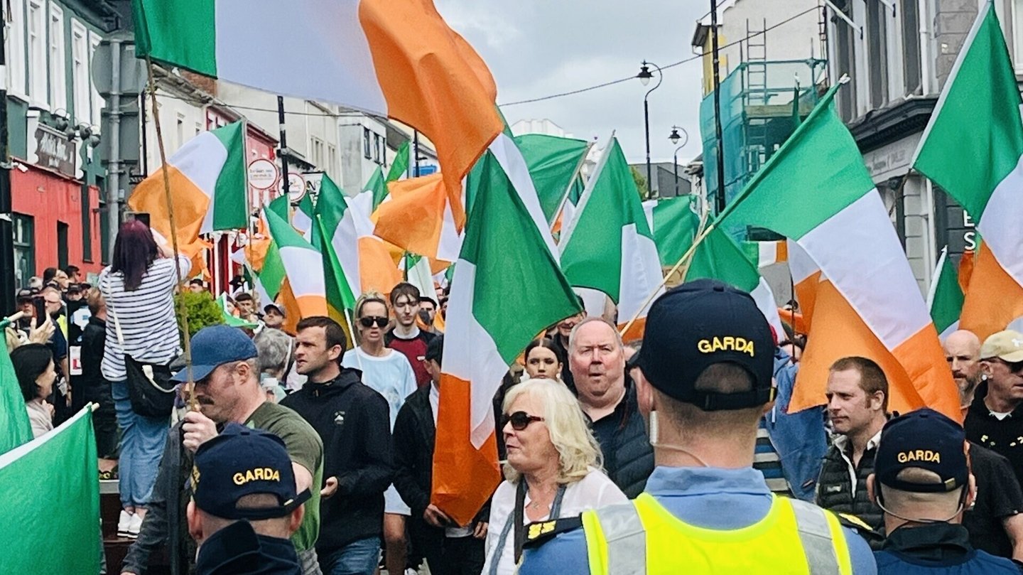 Large protest against illegal immigration and government in Letterkenny Co Donegal