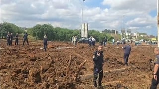 Crater caused by impact of missile near airport in Israel