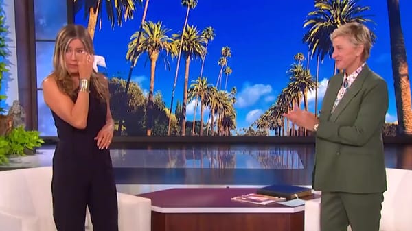 Jennifer Aniston and Ellen DeGeneres on Tuesday's show Screengrab: Ellen DeGeneres Show/Twitter