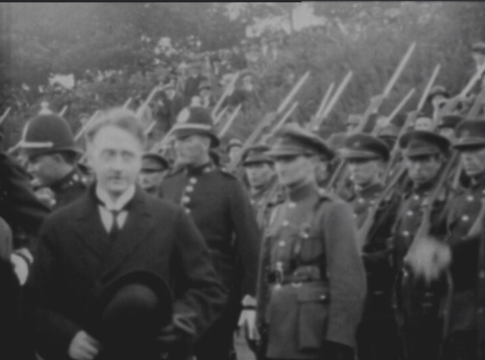 Image - A still from newsreel footage of WT Cosgrave's return to Ireland from Geneva (Credit: Reuters)